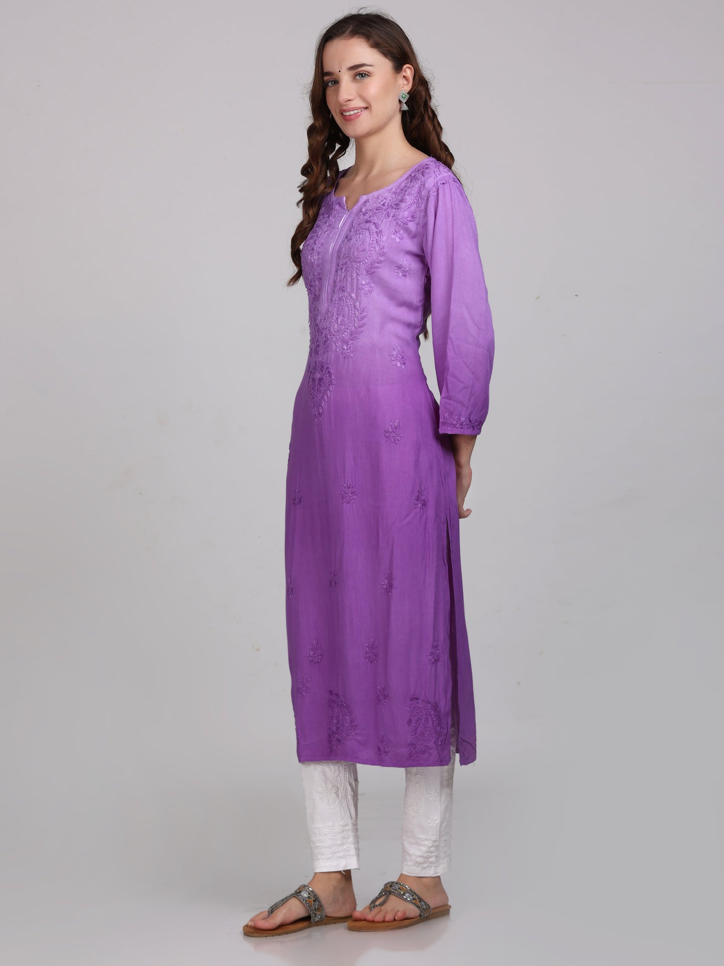 Ombre Dyed Chikankari Straight Kurtas