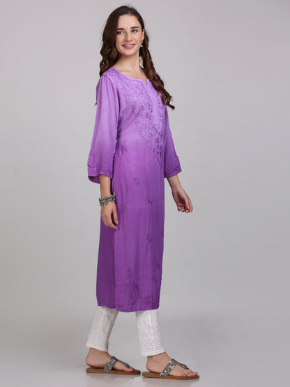 Ombre Dyed Chikankari Straight Kurtas