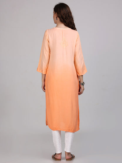 Ombre Dyed Chikankari Straight Kurtas