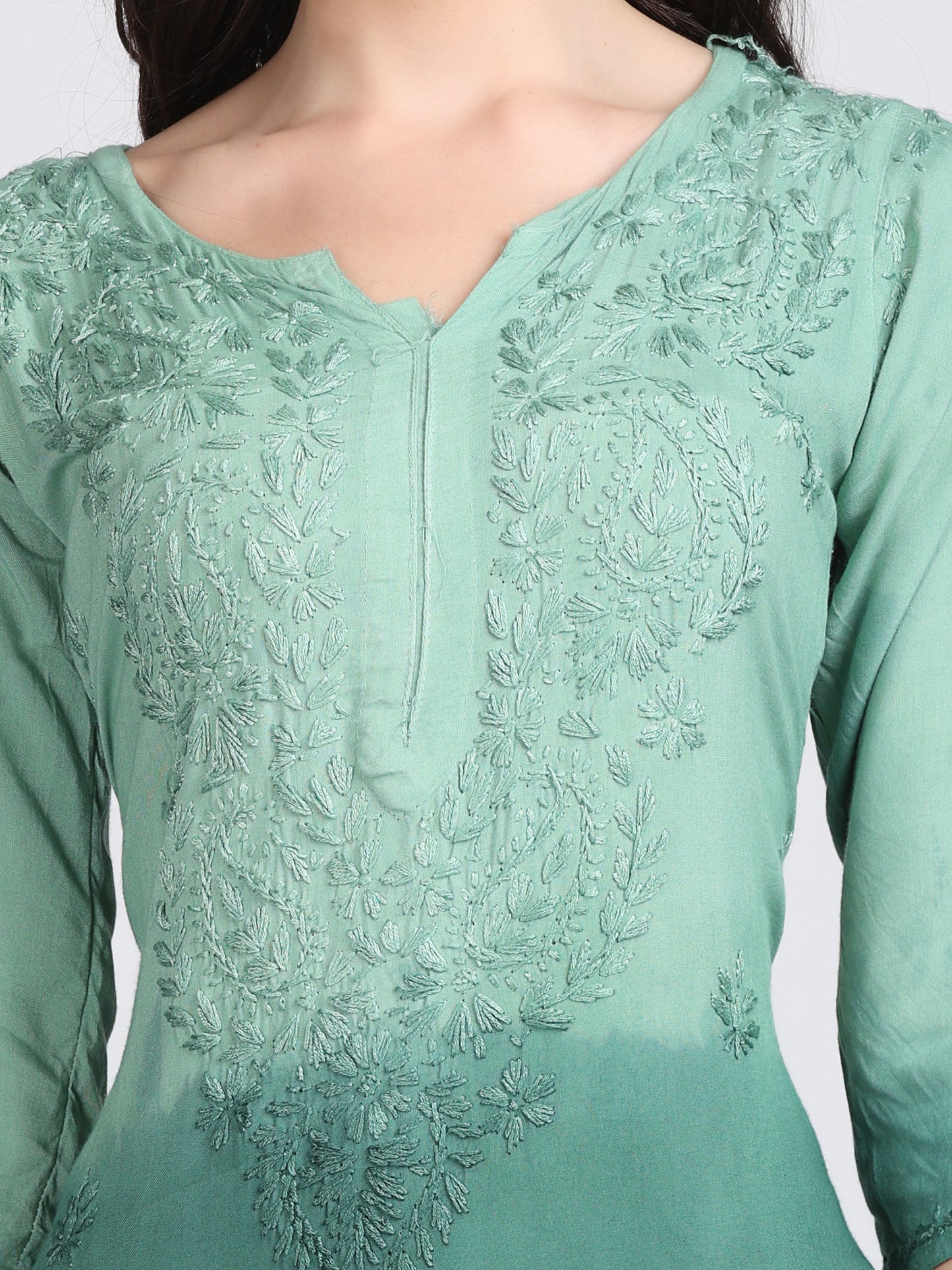 Ombre Dyed Chikankari Straight Kurtas