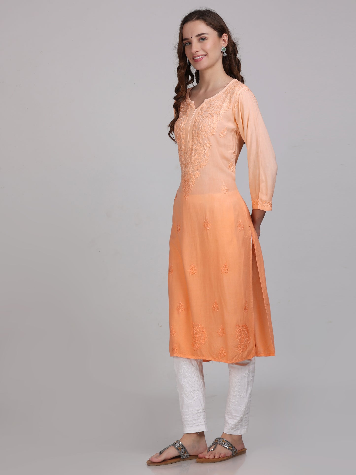 Ombre Dyed Chikankari Straight Kurtas