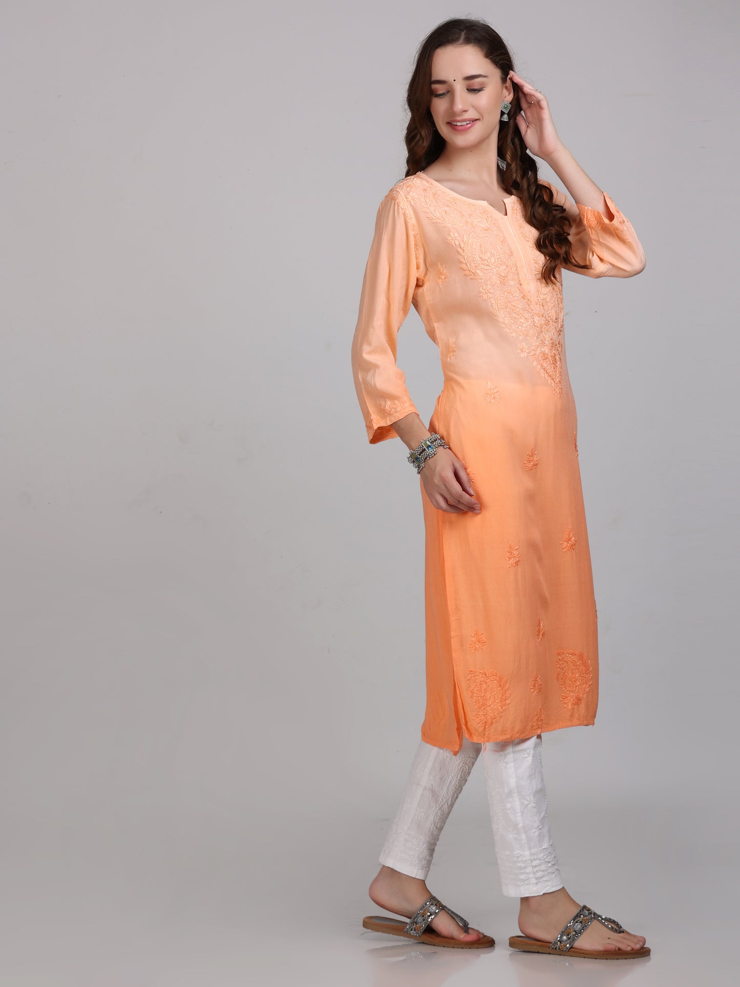 Ombre Dyed Chikankari Straight Kurtas