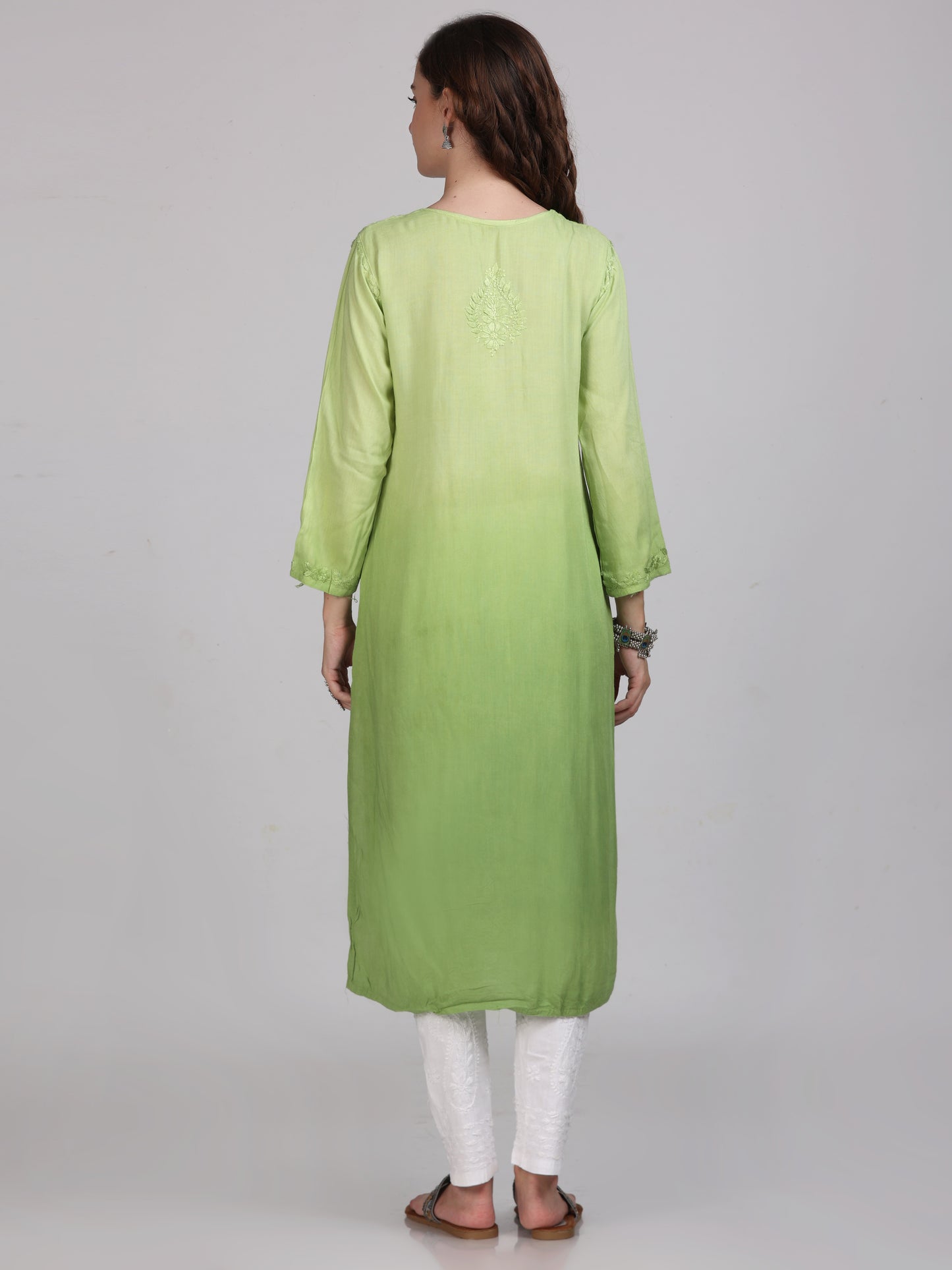 Ombre Dyed Chikankari Straight Kurtas