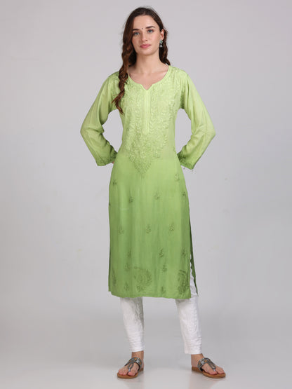 Ombre Dyed Chikankari Straight Kurtas