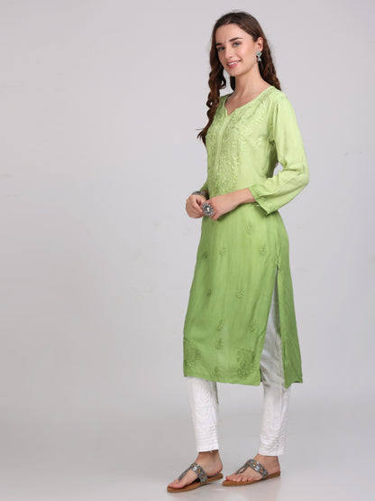 Ombre Dyed Chikankari Straight Kurtas