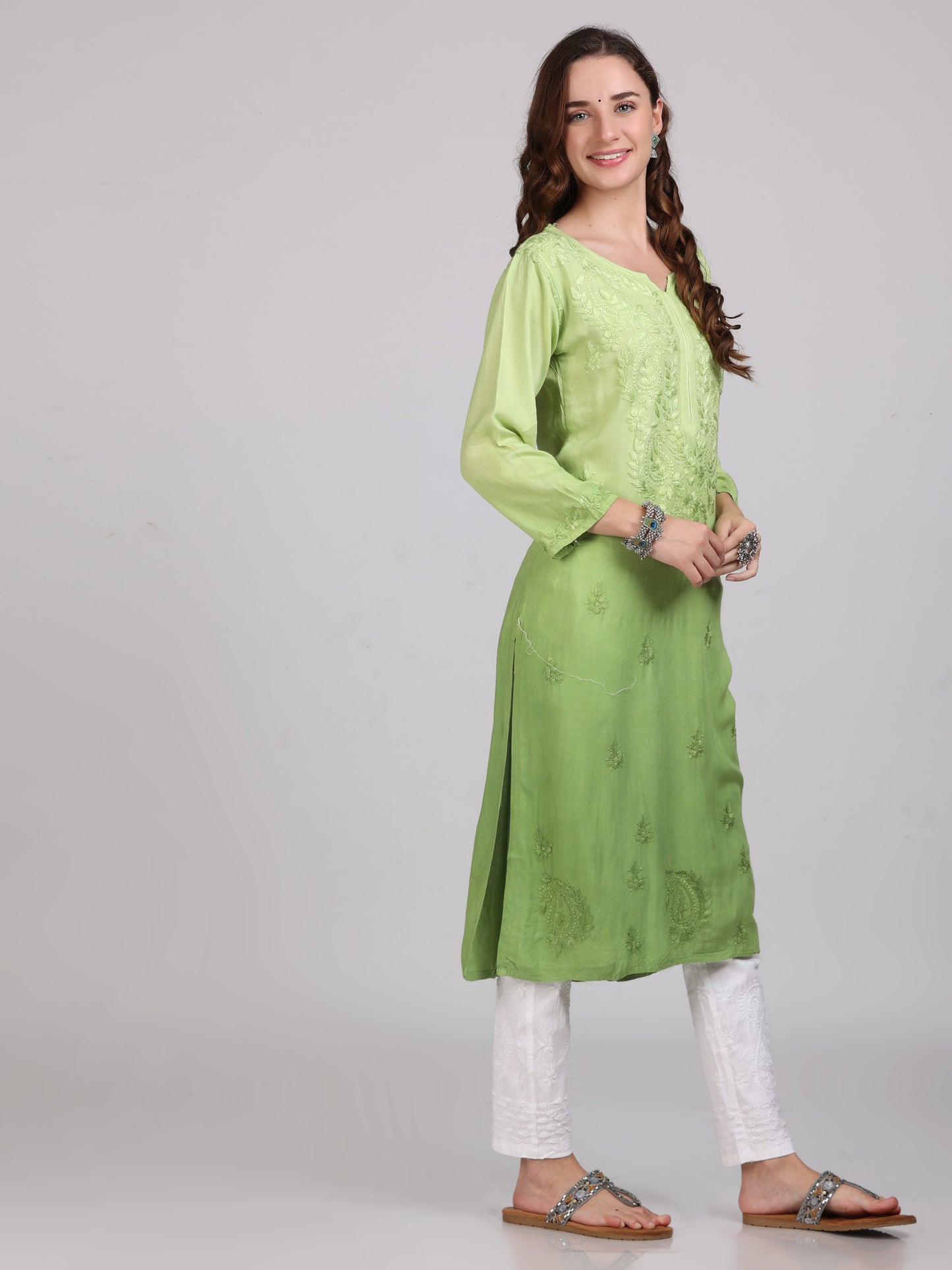 Ombre Dyed Chikankari Straight Kurtas