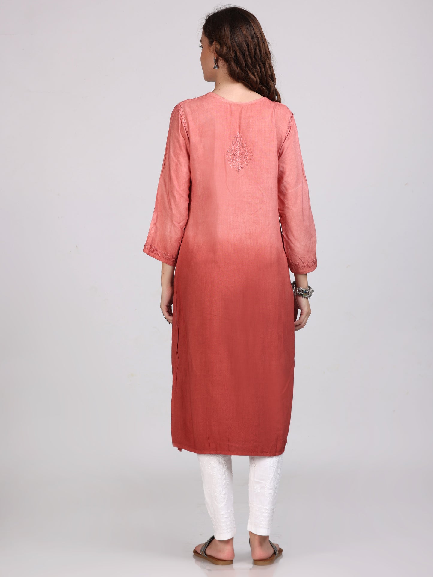 Ombre Dyed Chikankari Straight Kurtas