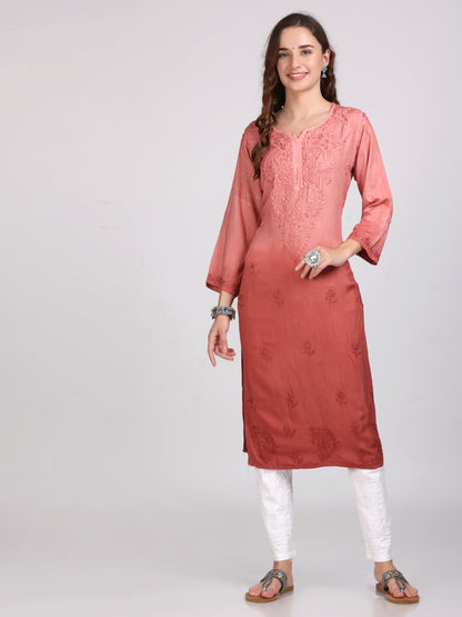 Ombre Dyed Chikankari Straight Kurtas