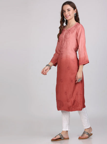 Ombre Dyed Chikankari Straight Kurtas