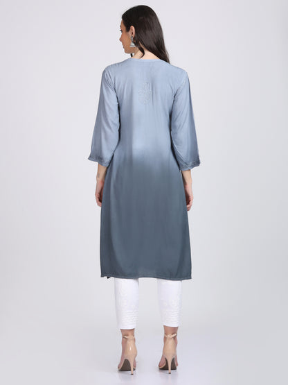 Ombre Dyed Chikankari Straight Kurtas