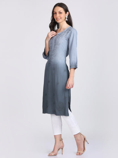 Ombre Dyed Chikankari Straight Kurtas