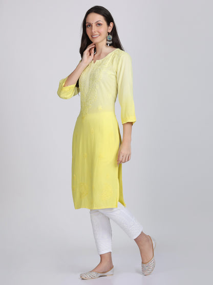 Ombre Dyed Chikankari Straight Kurtas