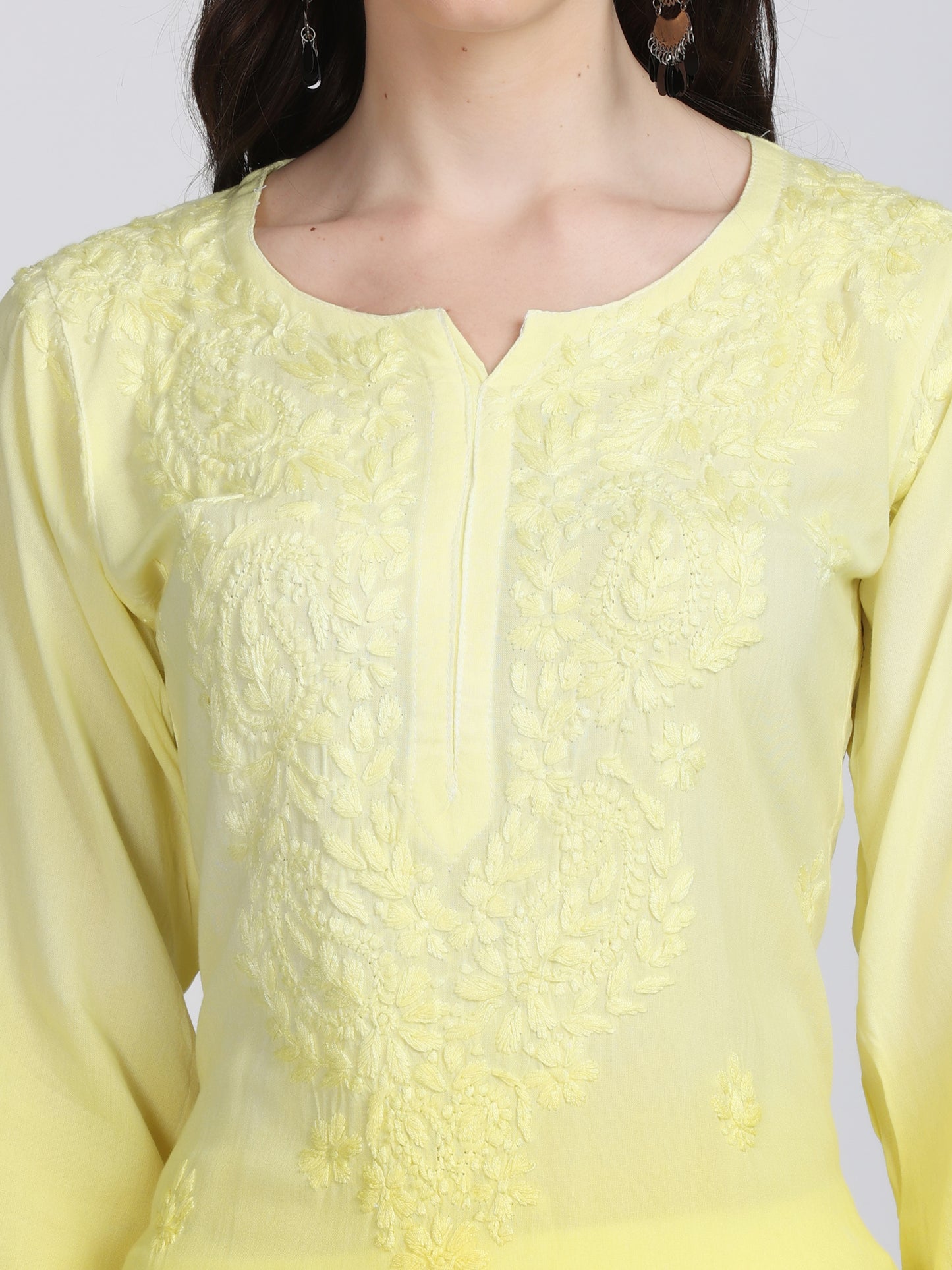 Ombre Dyed Chikankari Straight Kurtas