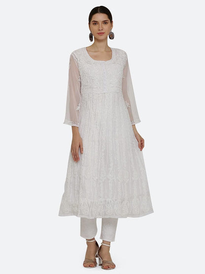 Premium Anarkali With All-Over Chikankari Work With Matching Inner