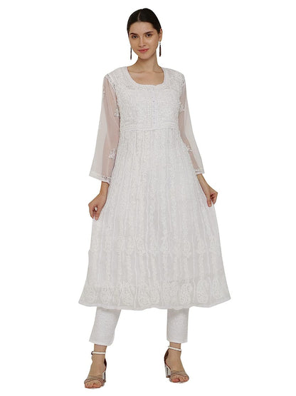 Premium Anarkali With All-Over Chikankari Work With Matching Inner