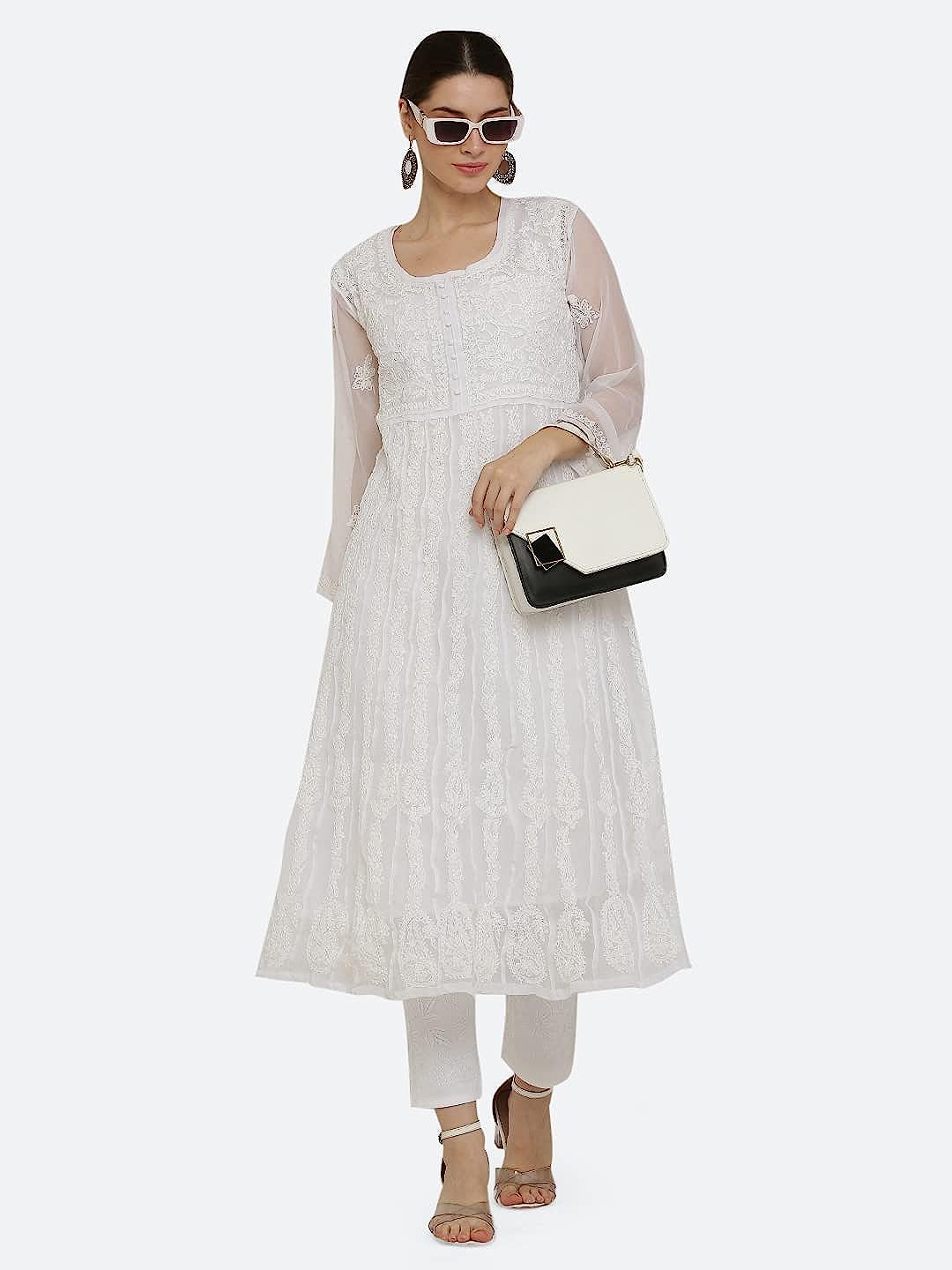 Premium Anarkali With All-Over Chikankari Work With Matching Inner