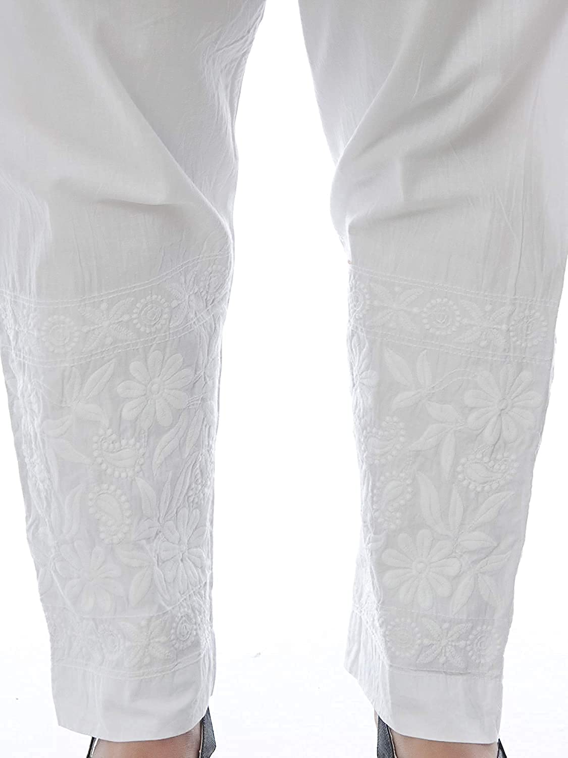 Chikankari Machine Work Lycra Stretchable Trousers