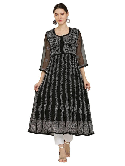 Premium Anarkali With All-Over Chikankari Work With Matching Inner