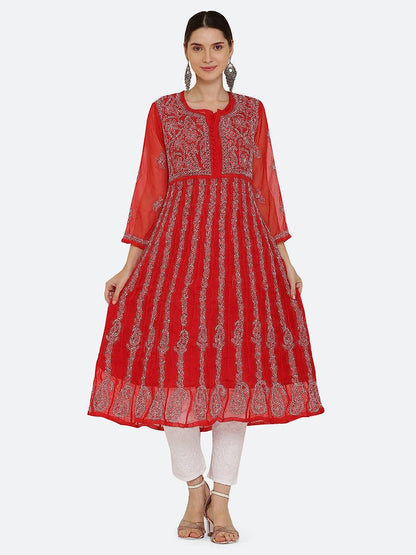 Premium Anarkali With All-Over Chikankari Work With Matching Inner