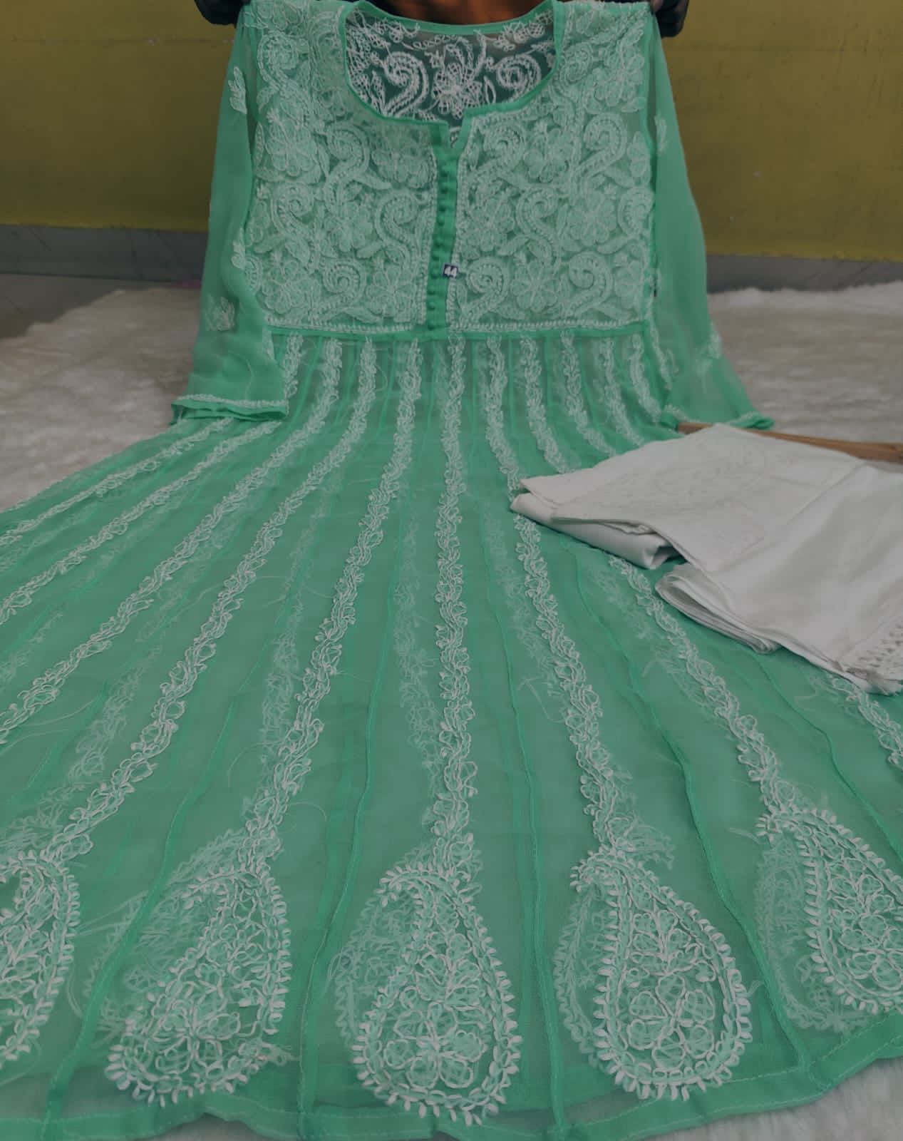 Premium Anarkali With All-Over Chikankari Work With Matching Inner